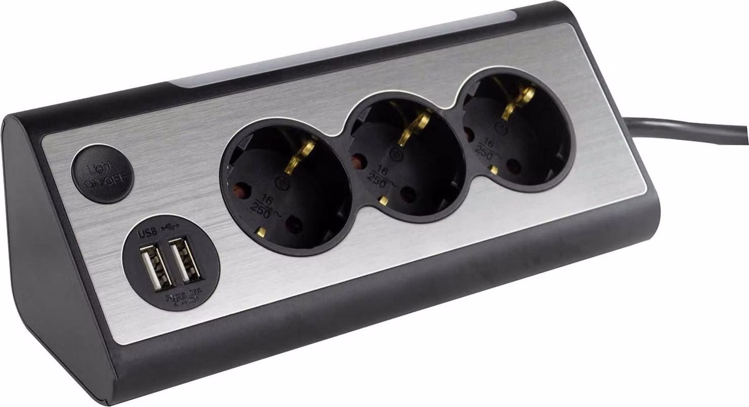 REV LIGHT SOCKET Presa a 3 vie + 2x USB