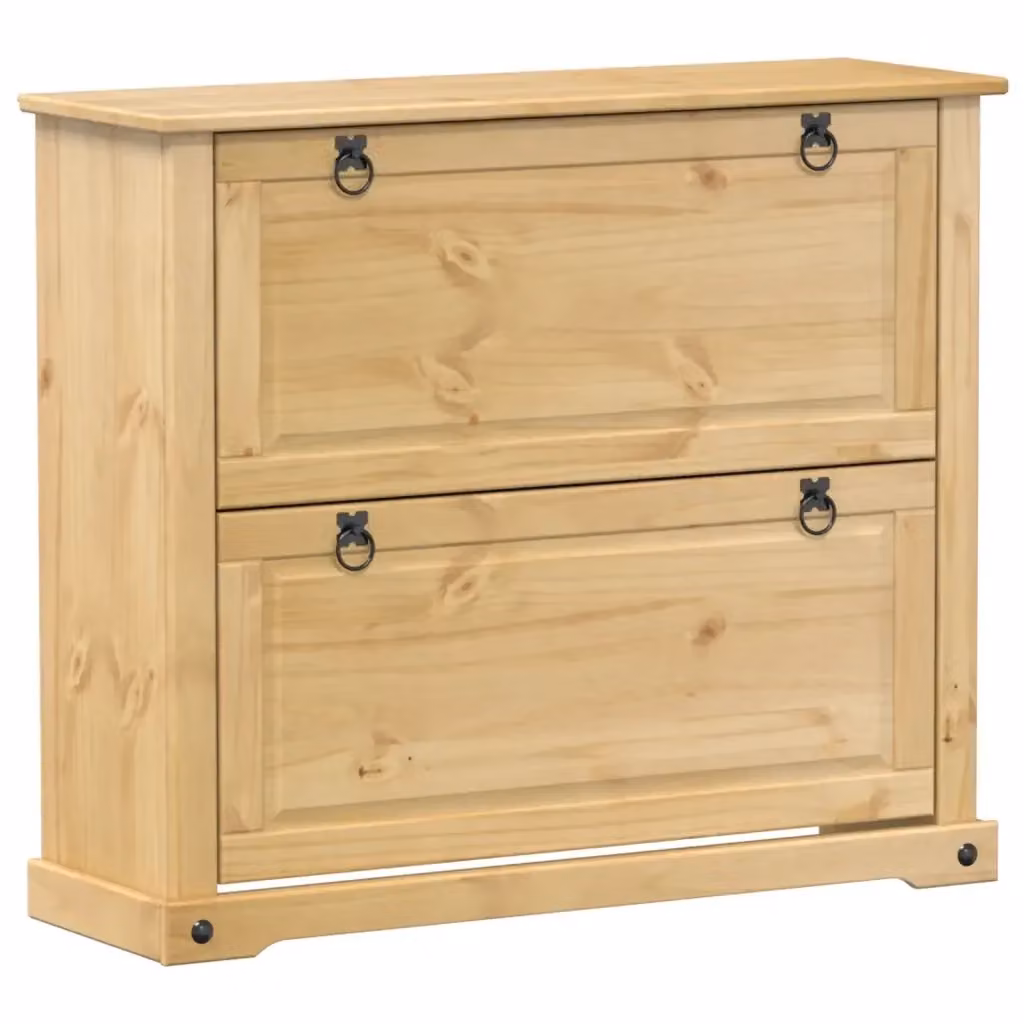 Scarpiera Design Mania in Legno di Pino Cera, Stile Rustico, Colore Marrone e Beige, L/P/H: 99 x 32 x 85 cm – 2