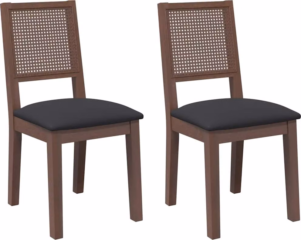 Sedie da Pranzo con Cuscini 2pz Marrone Legno Massello di Hevea