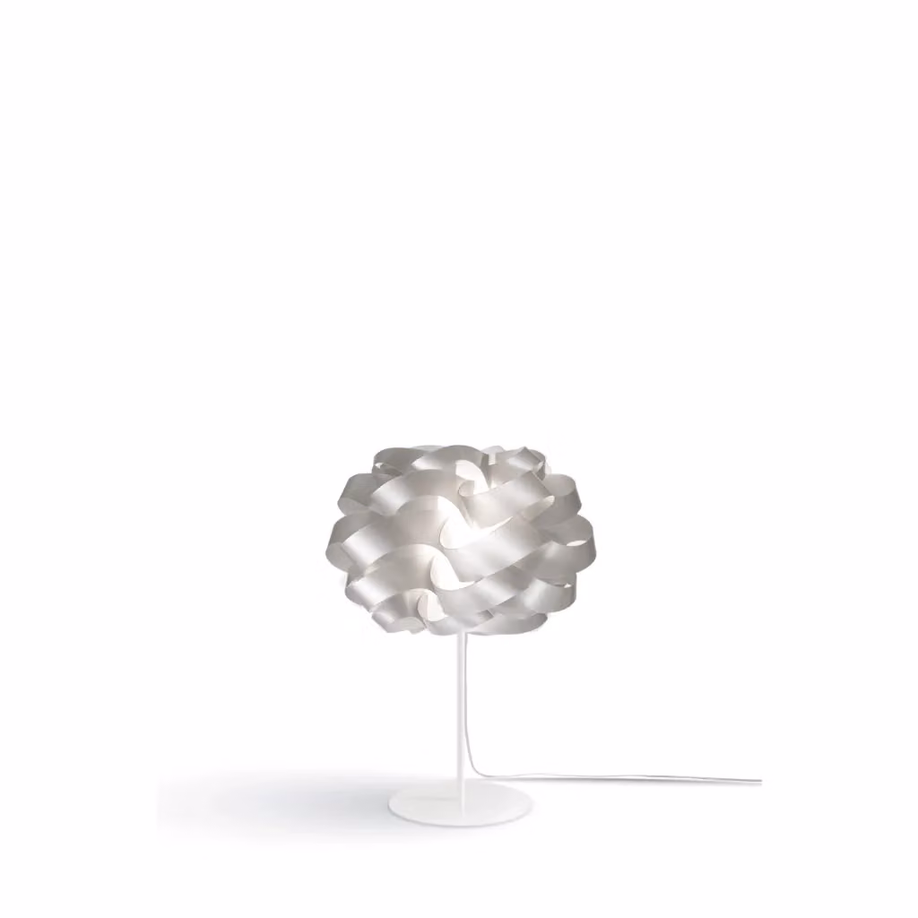 Lampada da scrivania moderna Cloud Linea Zero Polilux in metallo e plastica argento e bianco con attacco E14 – 2