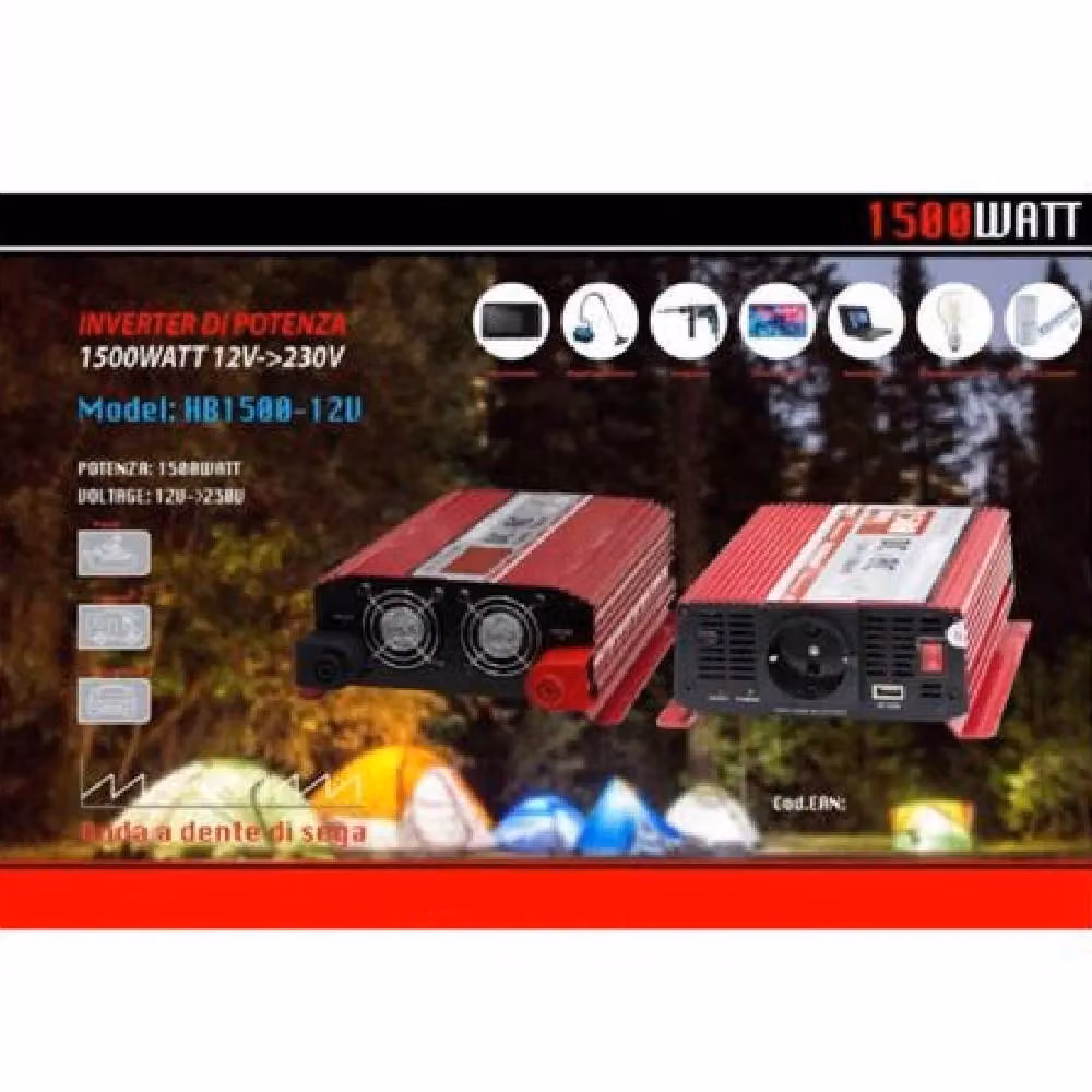 Inverter Maxtech HB1500-12V da 12V a 230V con potenza 1500W per camper e auto – 2