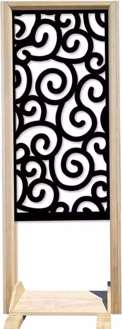 Paravento modulabile GHIRIGORI Signorbit in legno e PVC, colore nero, L: 70 cm, H: 190 cm – 1