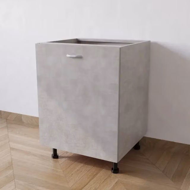 Base cucina Calandrelli con una anta, colore grigio cemento, L: 60 cm, P: 55,5 cm, H: 72 cm