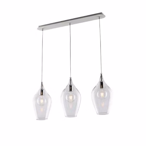 Lampadario Contemporaneo Ares Metallo Trasparente 3 Luci E27
