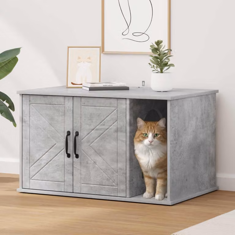Casa per gatti vidaXL in materiale composito grigio, L 85 x P 55 x H 50,5 cm