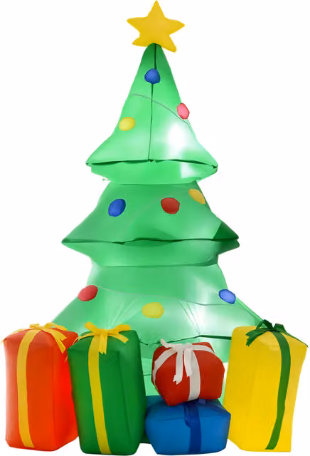 Albero di Natale Gonfiabile HOMCOM Verde con 3 Luci LED e Gonfiatore, Altezza: 150 cm