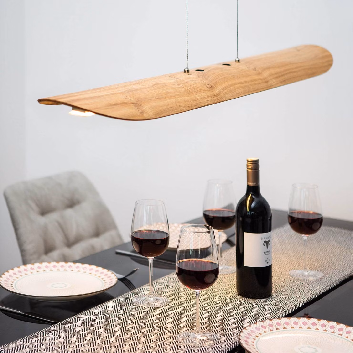 Elobra Lampada a sospensione Colombia, dimmerabile, Legno chiaro, Soggiorno / Sala da pranzo, Legno, Moderno, Lampada a sospensione