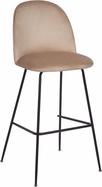 Set di 2 sedie da bar Tappezzeria in velluto beige Taupe Telaio in acciaio nero Seduta ad altezza banco Mobili da sala da pranzo Glam Design