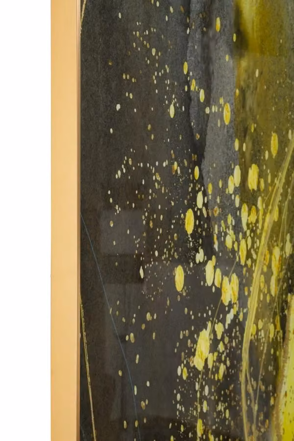 Pannello decorativo Sunny GIORDANOSHOP con cornice in alluminio e vetro, design astratto multicolor e oro, L: 120 cm, H: 80 cm, P: 3,5 cm – 2