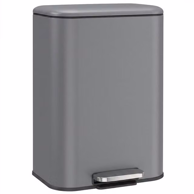 HOMCOM Pattumiera Rettangolare a Pedale 30L con Secchio Interno Rimovibile, Chiusura Ammortizzata, Manico, Grigio Scuro   Aosom Italy
