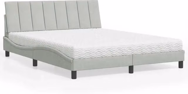 Letto con Materasso Hanko vidaXL in Velluto Grigio e Bianco L/P/H: 160 x 200 cm