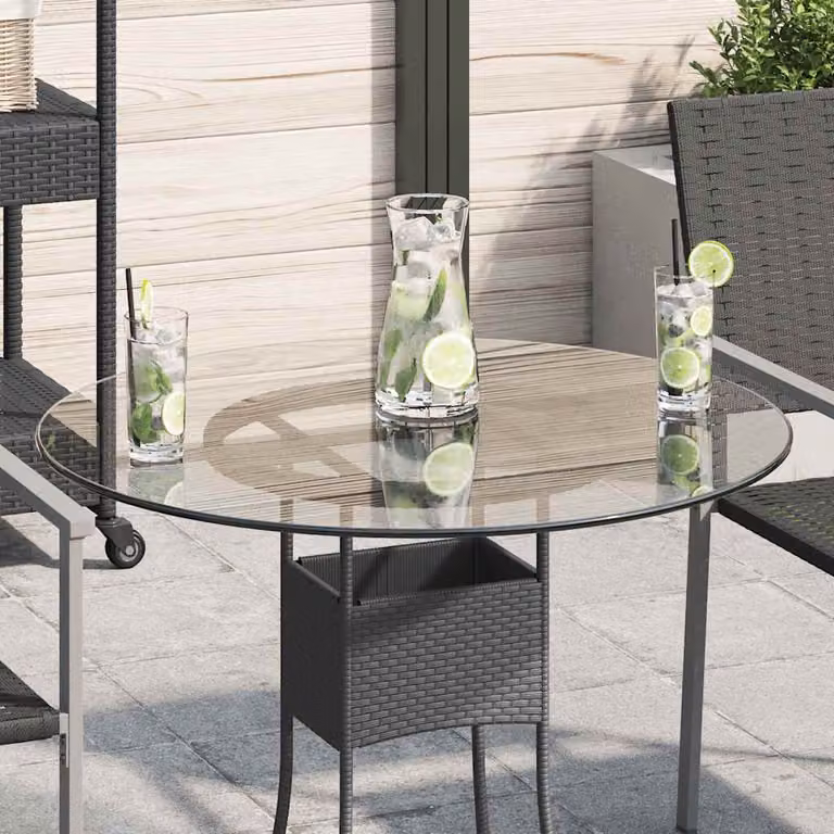 vidaXL Piano Tavolo Rotondo Moderno in Vetro Temperato Trasparente Diametro: 70 cm