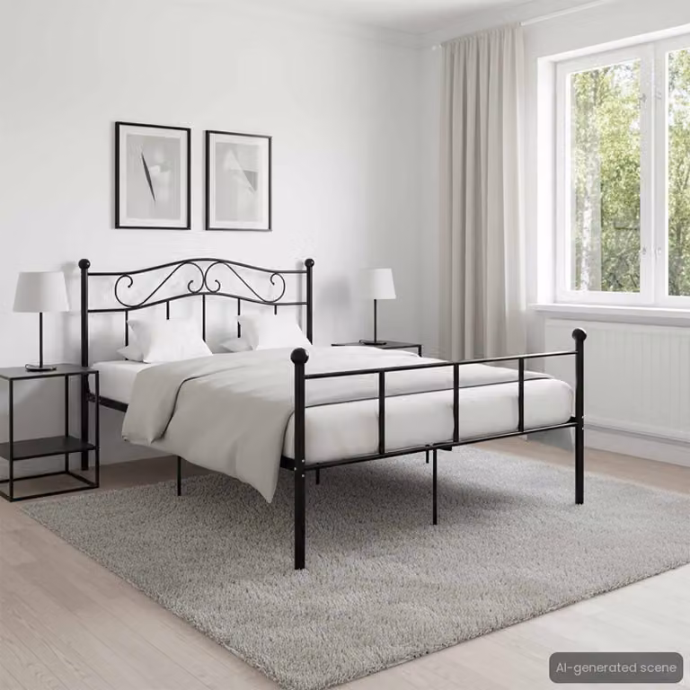vidaXL Giroletto Nero in Metallo 160x200 cm