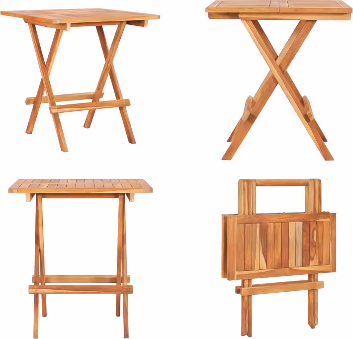 vidaXL Tavolo bistrot pieghevole 60 x 60 x 65 cm in teak massiccio - Tavolo bistrot - Tavoli bistrot - Tavolo da balcone - Tavoli da balcone