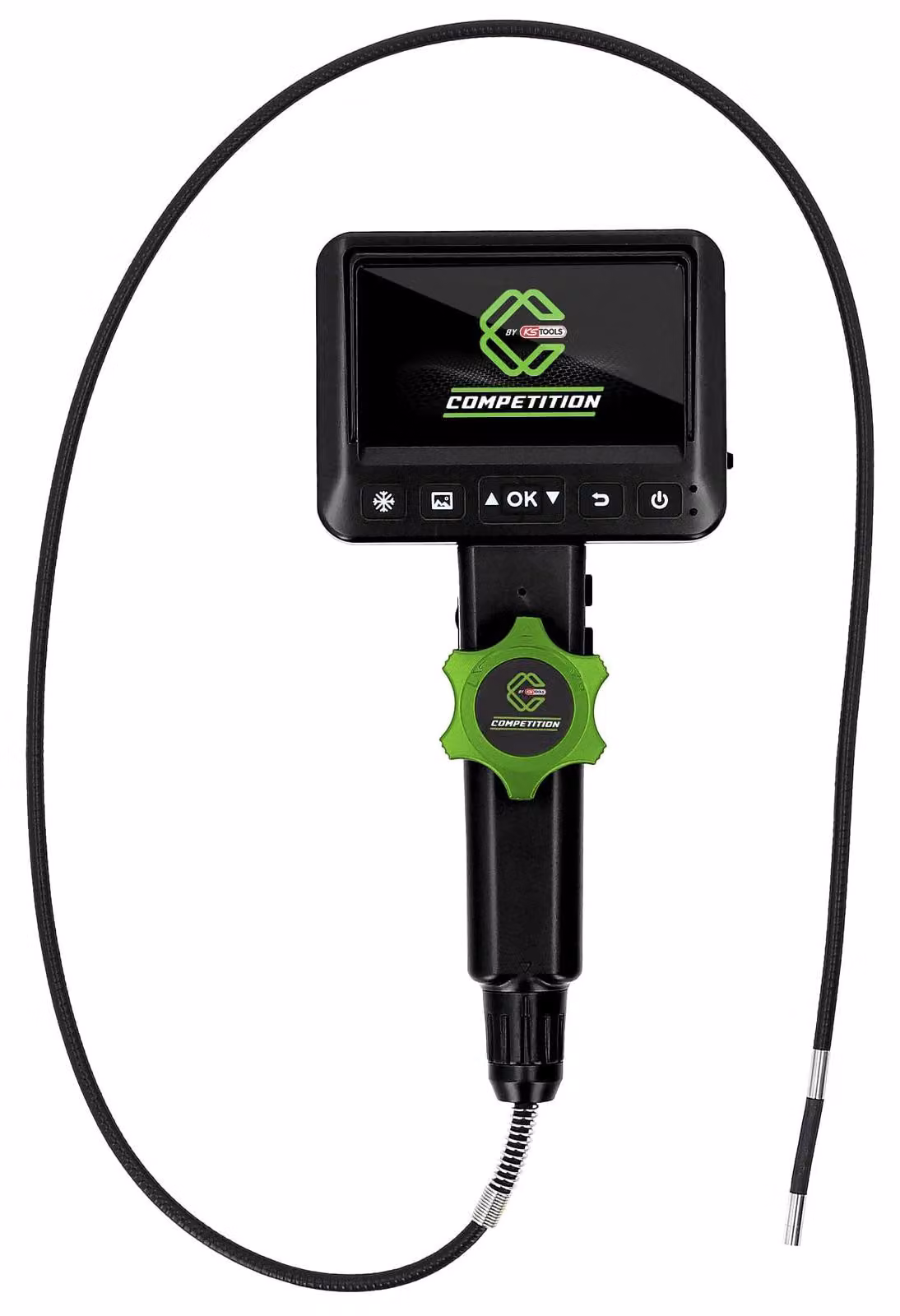 Set di videoscopi HD KS Tools COMPETITION, Ø 6,0 mm, sonda con telecamera frontale HD a 180° e 0°, guaina flessibile in PVC