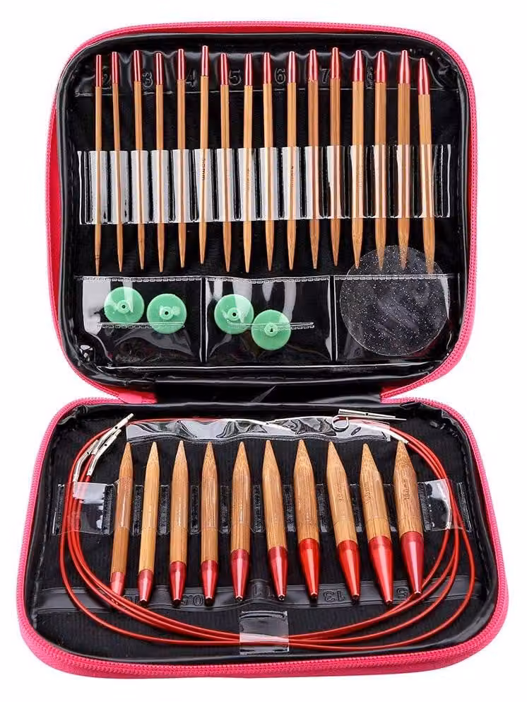 Set di ferri circolari - Realizzati in bambù carbonizzato con alluminio - Aghi intercambiabili - Akozon9gik1xe2t0