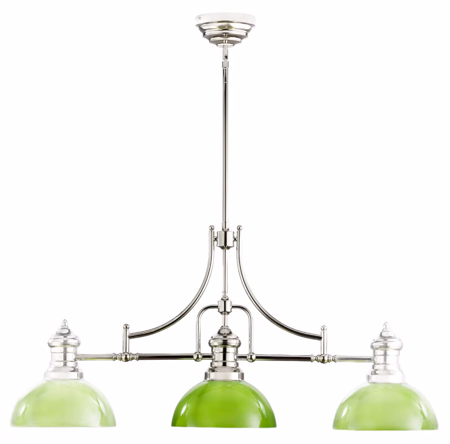 Lampada a sospensione PLATINO nichelata verde 3xE27x40W in metallo, dimensioni: 170x121x30,5 cm, IP20 Jupiter