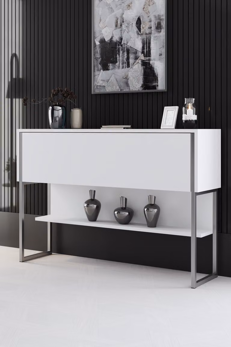 Skye Decor, Luxe - Silver, White, Cassettiere, Argento, 120 x 80 x 30 cm