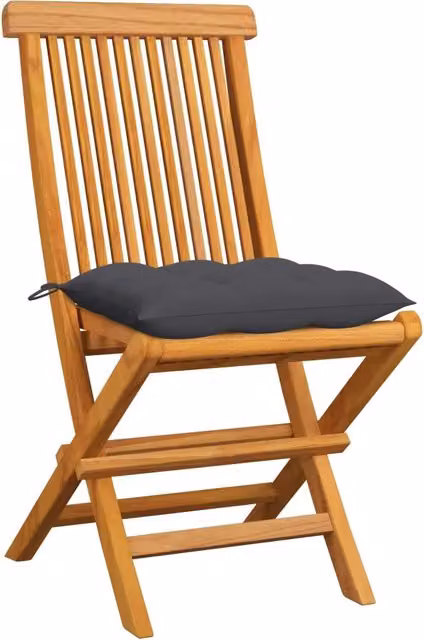 Sedie Pieghevoli con Cuscini Antracite 6 pz Massello di Teak 3065605