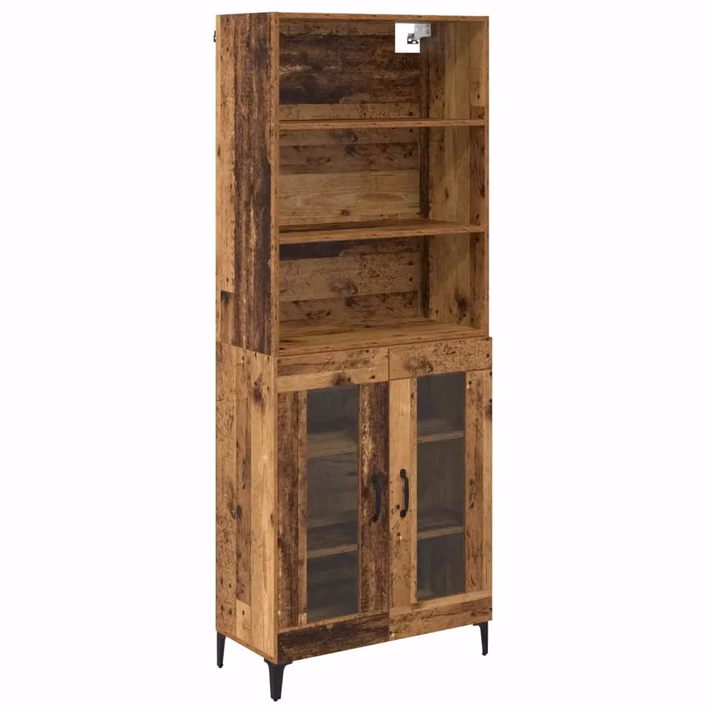 Credenza moderna vidaXL in legno vecchio e metallo, colore marrone, L: 69,5 cm, P: 34 cm, H: 180 cm – 2