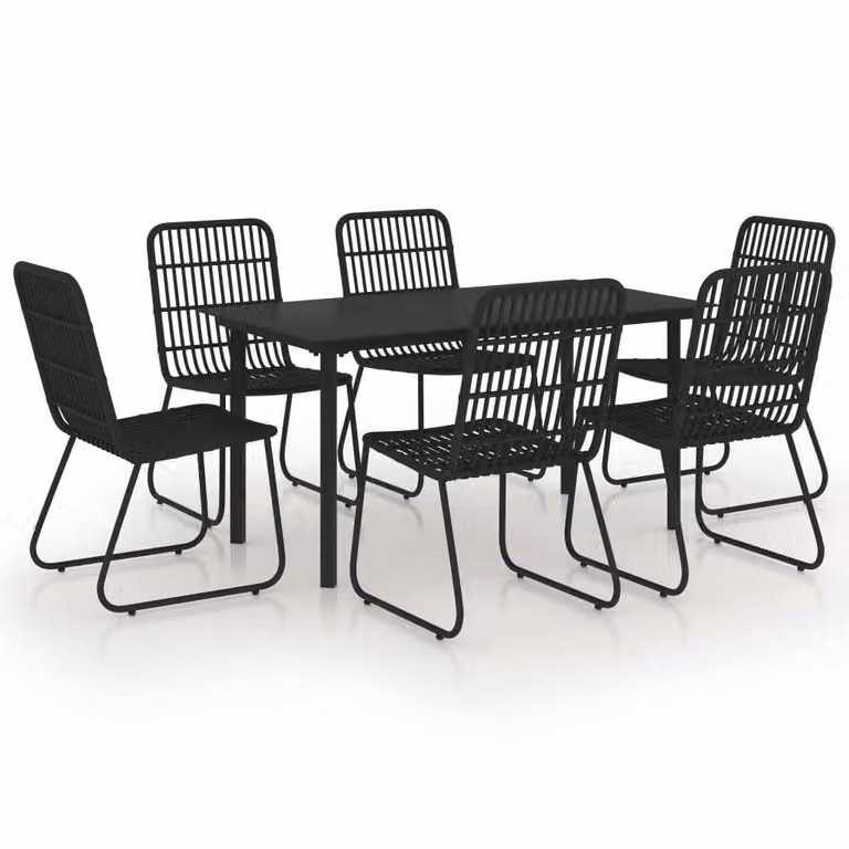 Set da Pranzo da Giardino 7 pz in Polyrattan e Vetro