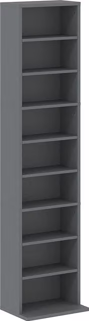 Mobile Porta CD e DVD HOMCOM grigio con 9 scomparti e 6 ripiani regolabili, L 33 cm x P 24 cm x H 140 cm – 1