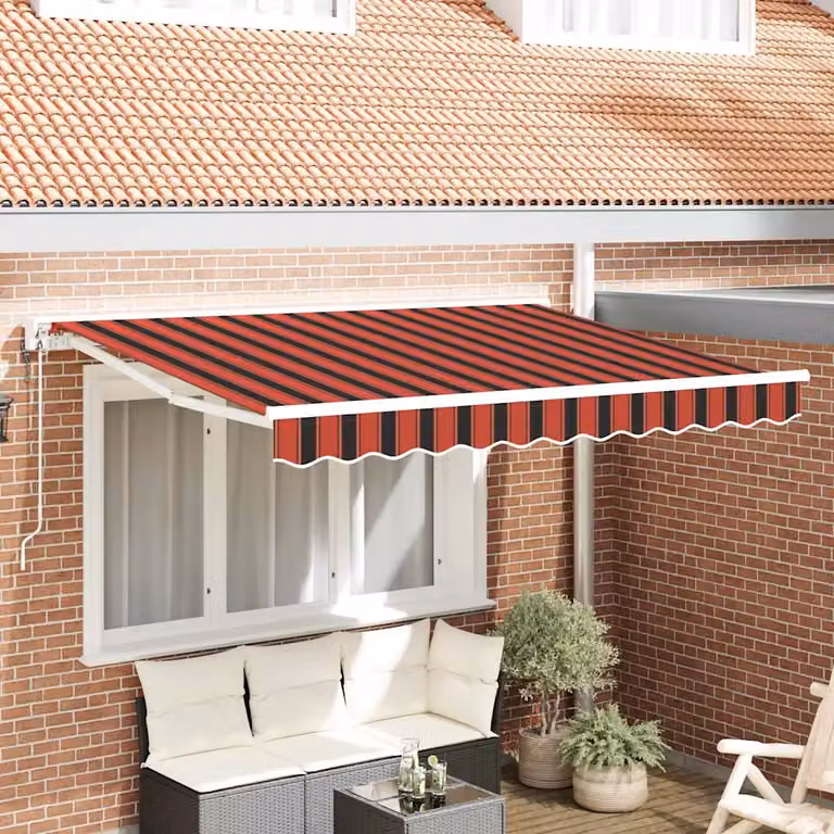 vidaXL Struttura per tenda a semi cassette in alluminio e poliestere, L: 250 cm x P: 200 cm, Arancione, Nero, Bianco, Rosso