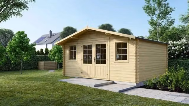 Casetta da giardino in legno ALTANKA DOM370 colore naturale con spessore 40 mm e superficie di 19.2 m2 L/P: 4.8 x 4 m – 1