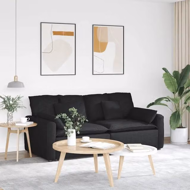 Divano Modulare con Cuscini-Sofa Modulare-Divanetto Nero 470636