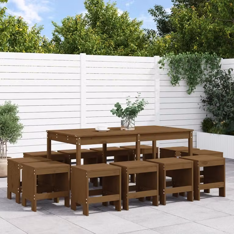 Maison Exclusive - Set da Pranzo da Giardino 13 pz ambra in Legno Massello di Pino
