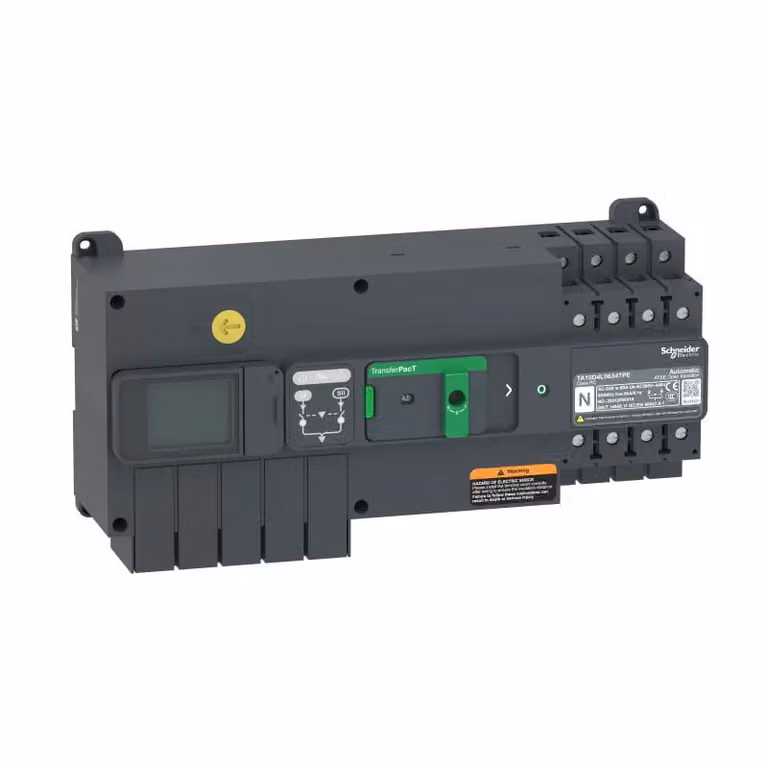 Schneider Electric TransferPacT Active TA100, commutatore automatico di rete, 80 A, 4 poli, display LCD, 400 V CA TA10D4L0804TPE