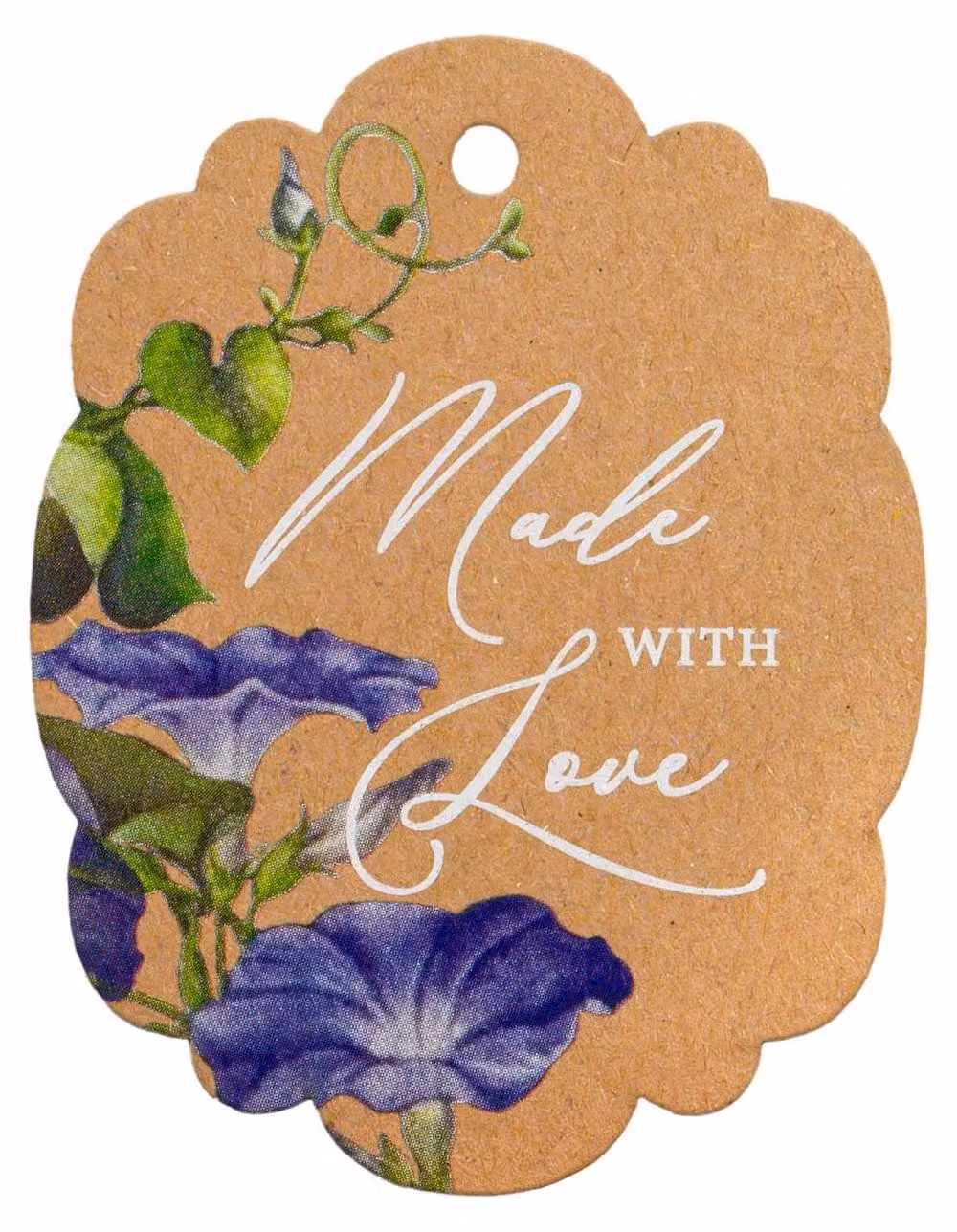 50 etichette regalo "Morning Glory", carta kraft, 5,5 x 4,3 cm