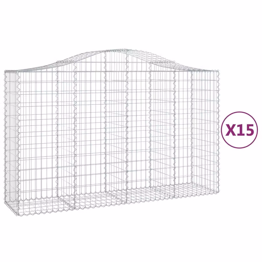 Cesti Gabbioni ad Arco 15 pz 200x50x120/140 cm Ferro Zincato