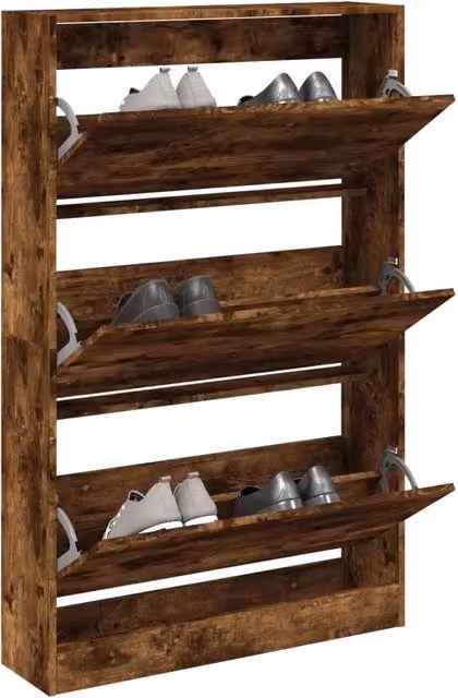 Scarpiera-Scaffale Design Mania in Legno Rovere Fumo Marrone, L: 80 cm, P: 21 cm, H: 125,5 cm