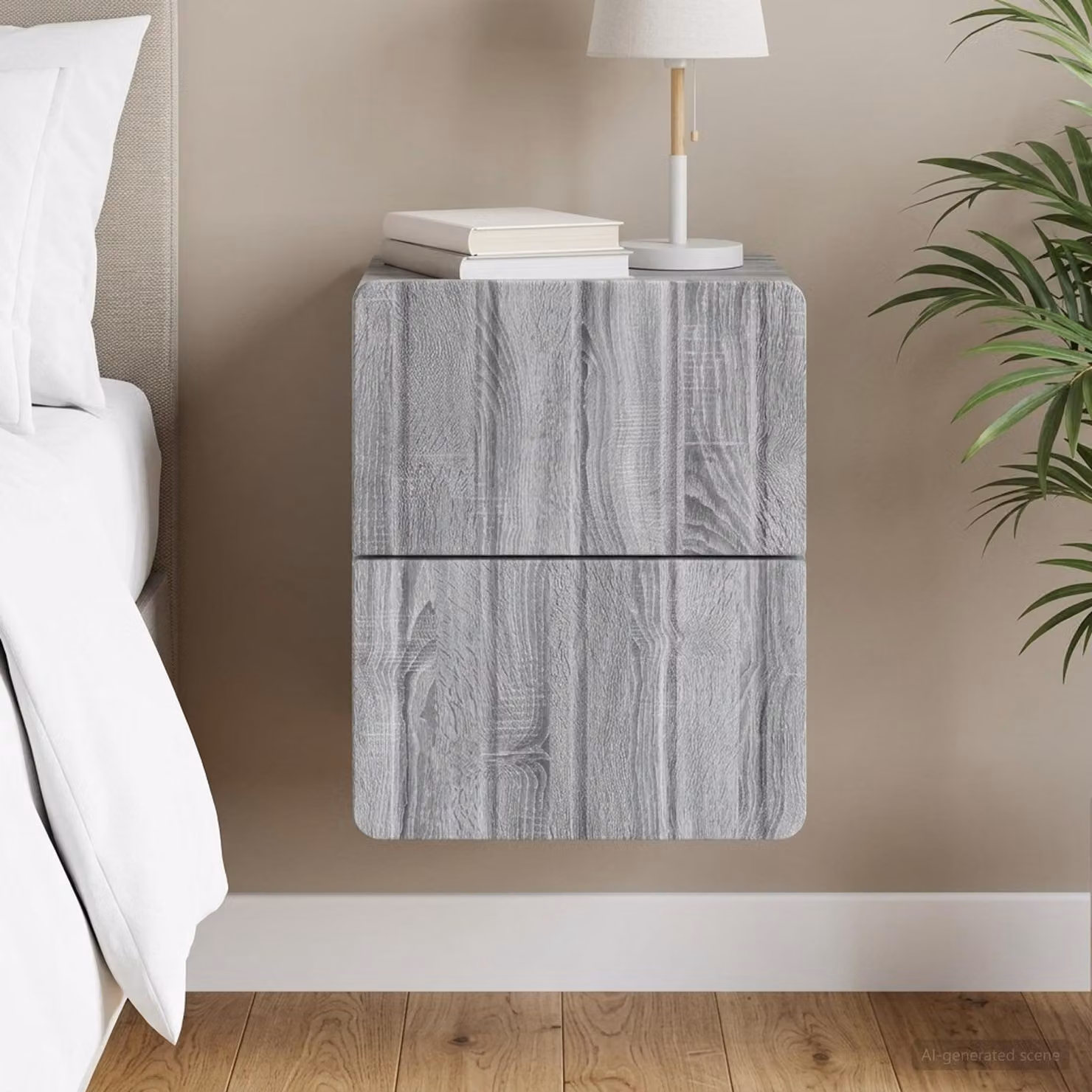 vidaXL Mobiletto da notte sospeso moderno Grigio Sonoma L: 33 cm, P: 34,5 cm, H: 43 cm