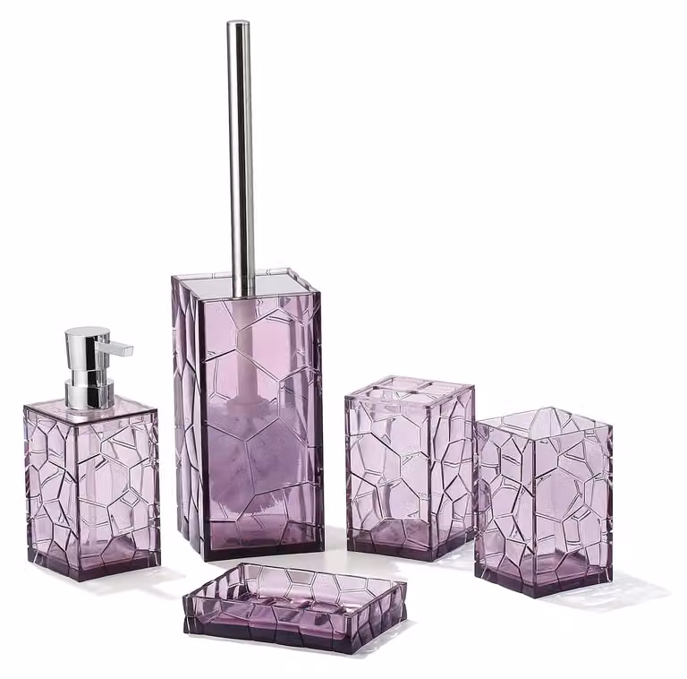Set di accessori da bagno in acrilico trasparente, resistente alla ruggine, design trasparente