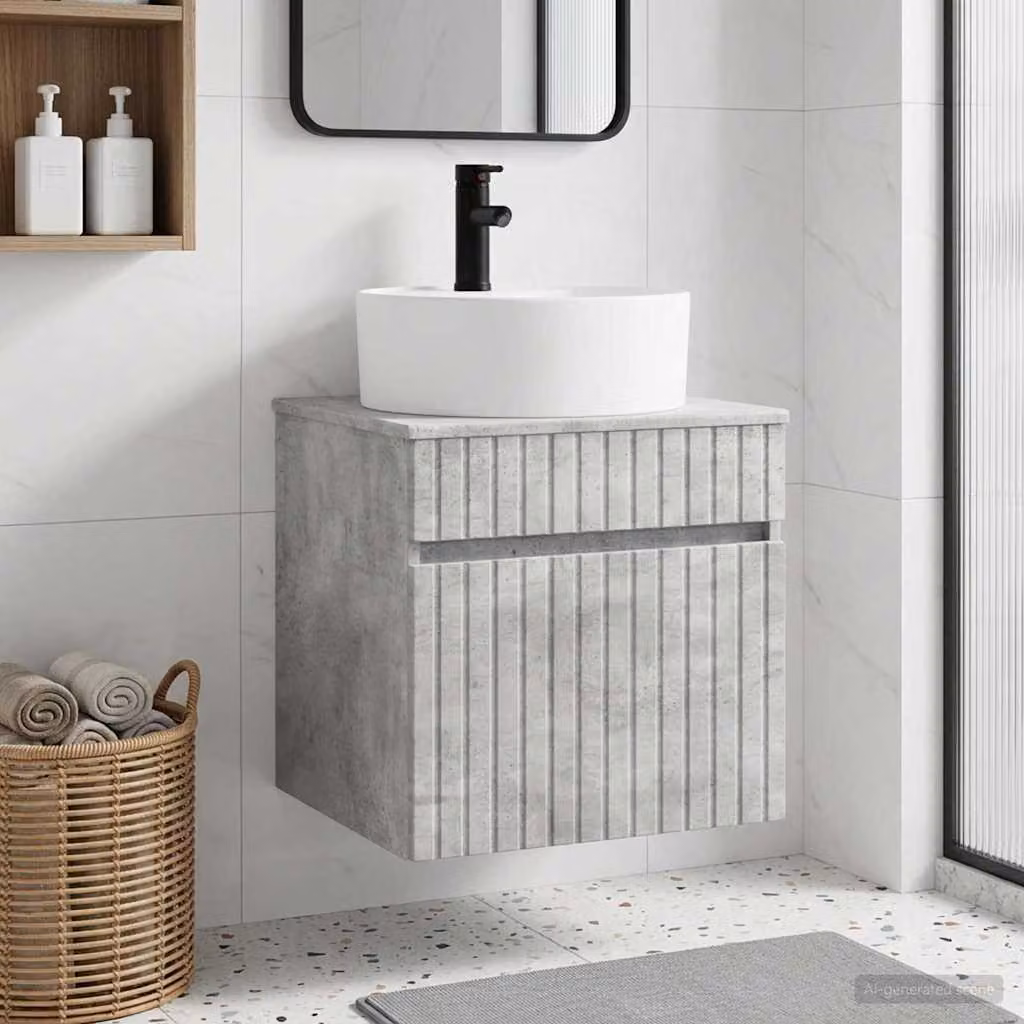 Mobile lavabo da parete vidaXL moderno in MDF Grigio, L: 49 cm, P: 44,5 cm, H: 65 cm
