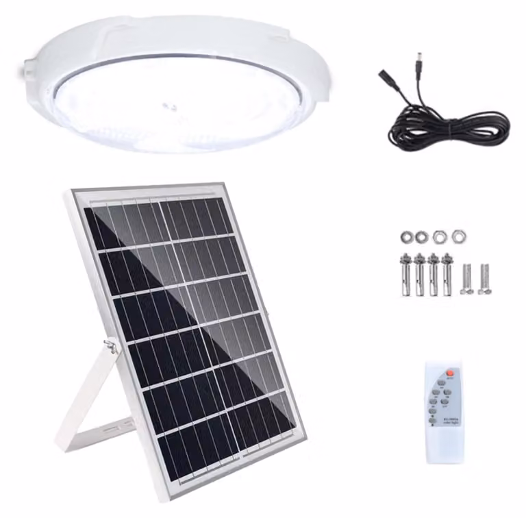 Lampada da parete solare da 100W, con cavo da 5 metri, telecomando e timer