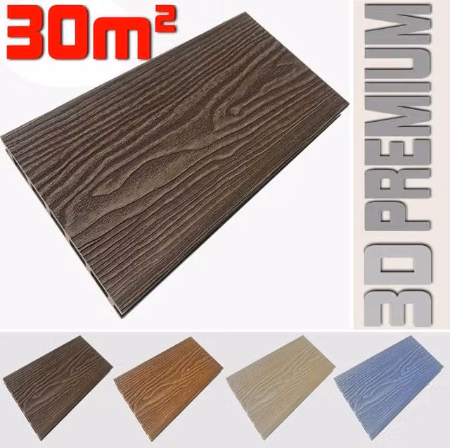 Listone WPC 3D per pavimentazione decking LISTONIWPC colore Chocolate effetto legno, copre 30m², L: 14,6 cm x L: 220 cm, Spessore: 25 mm