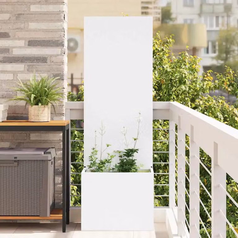 vidaXL Paravent per privacy in giardino traforato in acciaio bianco L/P/H: 50 x 32 x 150 cm