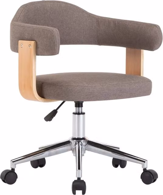 Sedia da Pranzo Girevole a 360 Gradi Design In Grigia con Tessuto e Legno, Altezza Regolabile e Ruote