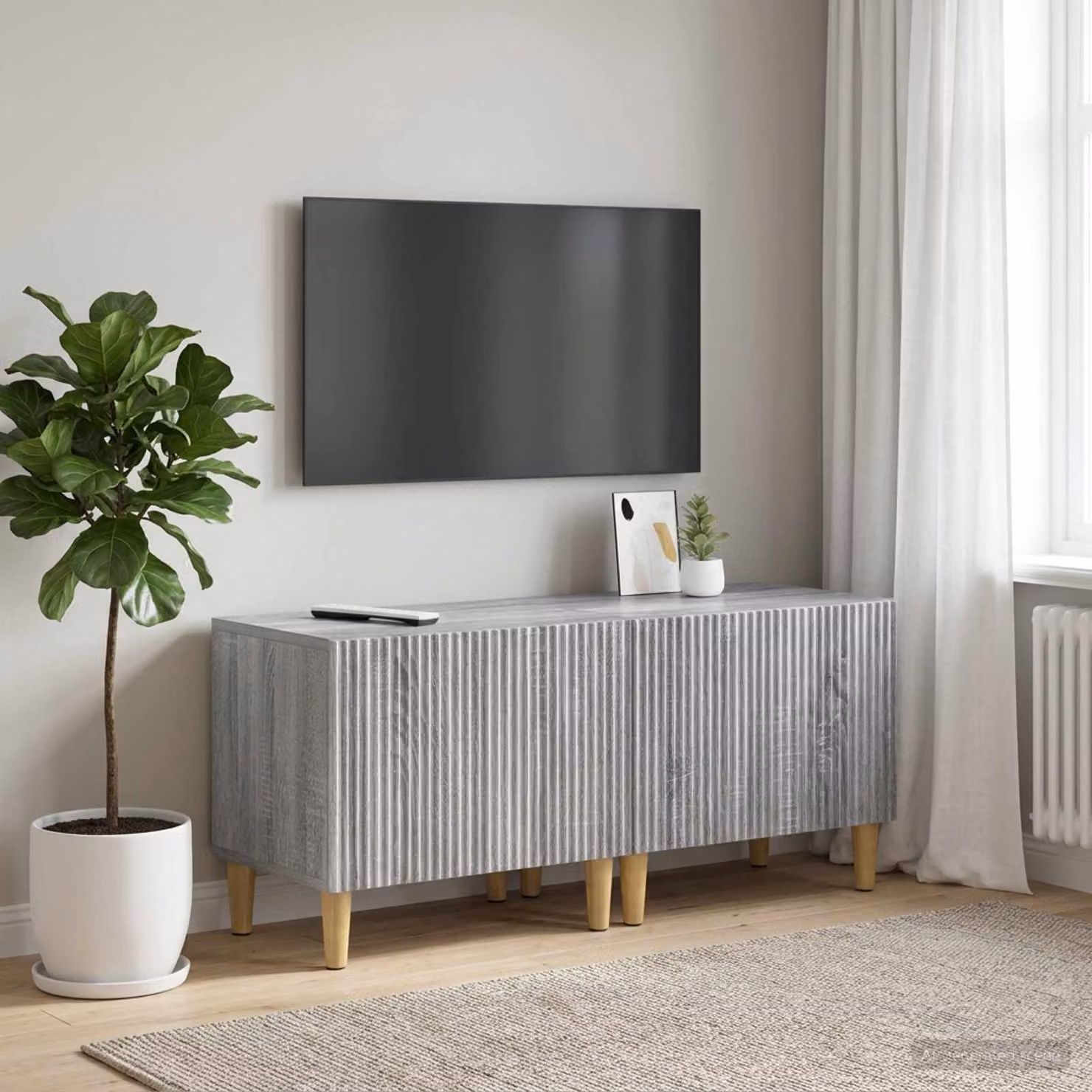 Mobile TV vidaXL in legno ingegnerizzato Sonoma grigio con scomparti multimediali e design moderno