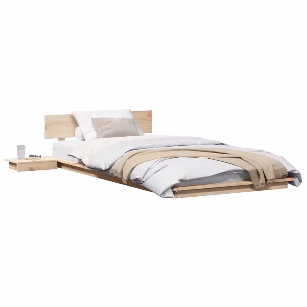 Letto con testiera in legno di pino Marrone vidaXL L/P/H: 90 x 200 cm