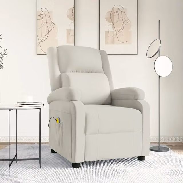 Poltrona Relax Recliner vidaXL in Velluto Beige con Braccioli e Imbottitura in Schiuma