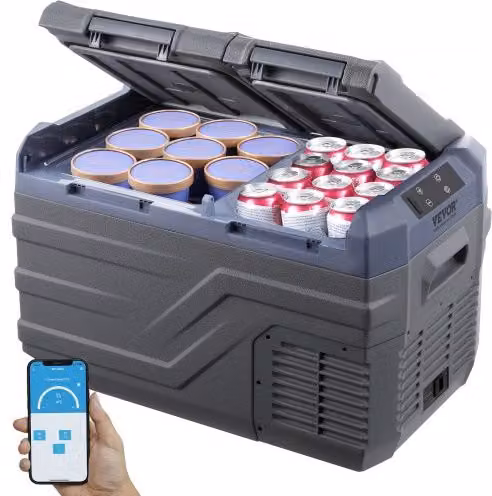 Frigorifero Portatile VEVOR per Auto e Camper, Congelatore a Doppia Zona da 25 L, Grigio