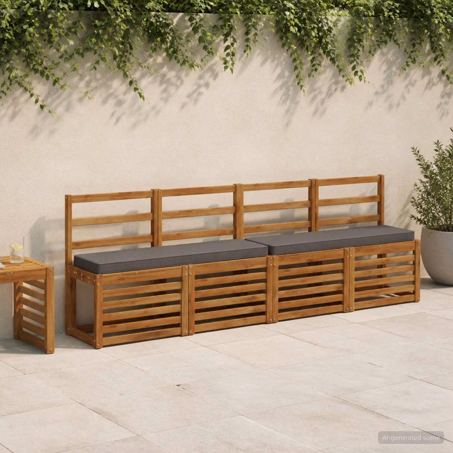 Set di 2 cuscini per panchina vidaXL VUGHT in poliestere grigio con rivestimento rimovibile e resistente ai raggi UV