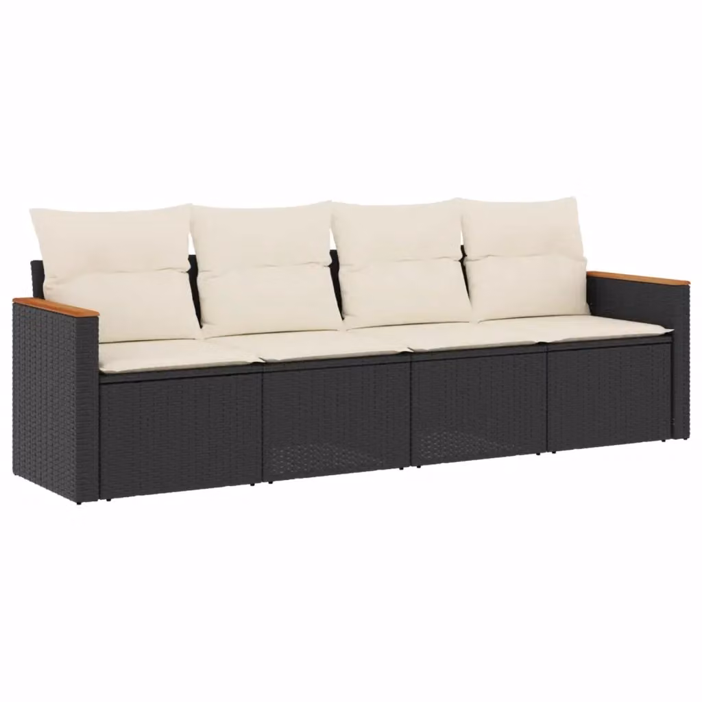 Set di divani da giardino vidaXL in polyrattan nero con cuscini inclusi – 2