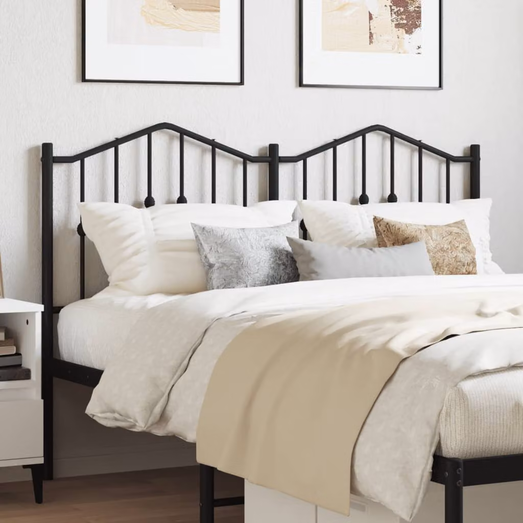 Testiera di ricambio vidaXL in metallo nero laccato per letto 150x200 cm