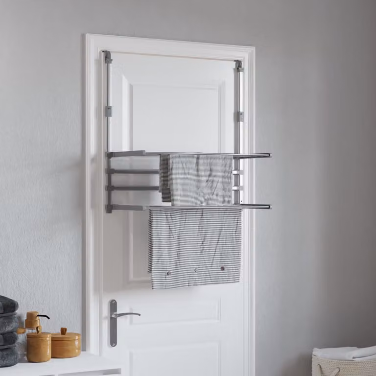 Stendino per balcone pieghevole vidaXL in alluminio argento, L: 89 cm, P: 25 cm, H: 60-95 cm