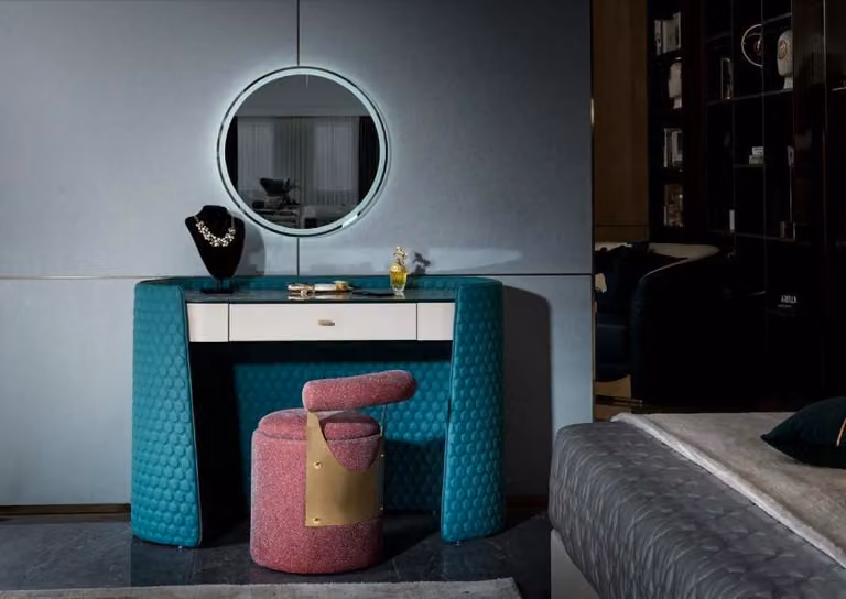 Schminktisch Hocker Schlafzimmer Leder Konsolen Modern Design Schmink